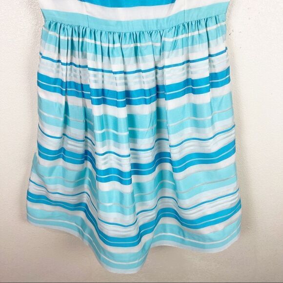 Lilly Pulitzer Organza Blue Striped Fit & Flare A Line Turquoise Blue Dress 6 - Picture 3 of 7
